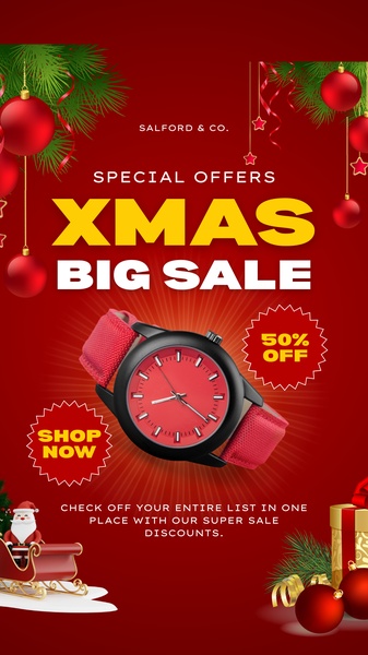 watch, wristwatch, timepiece, sports watch, casual watch, sale promotion, minimalist, energetic, bold, red, gold, christmas